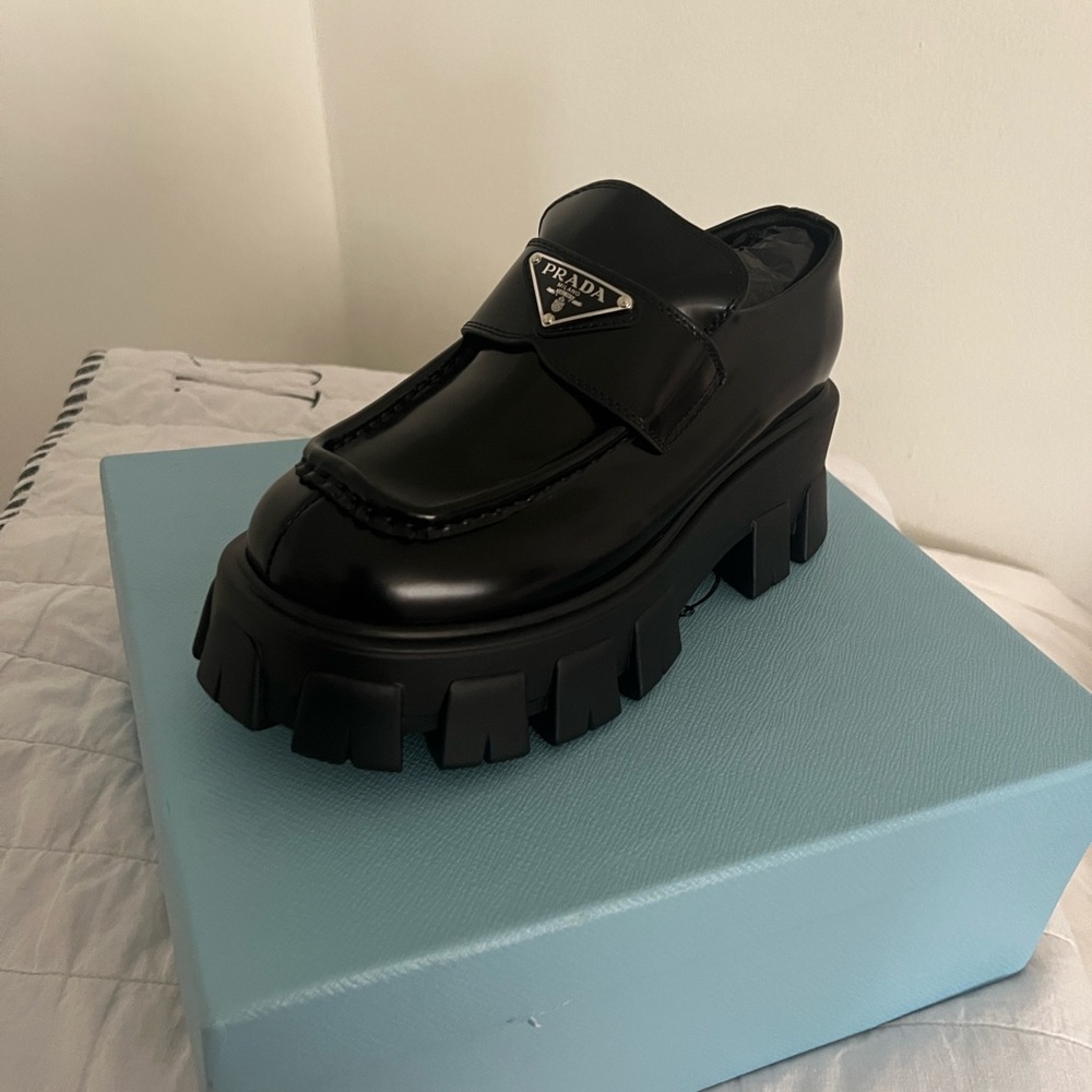 Prada Glossy Black Platform Shoes
